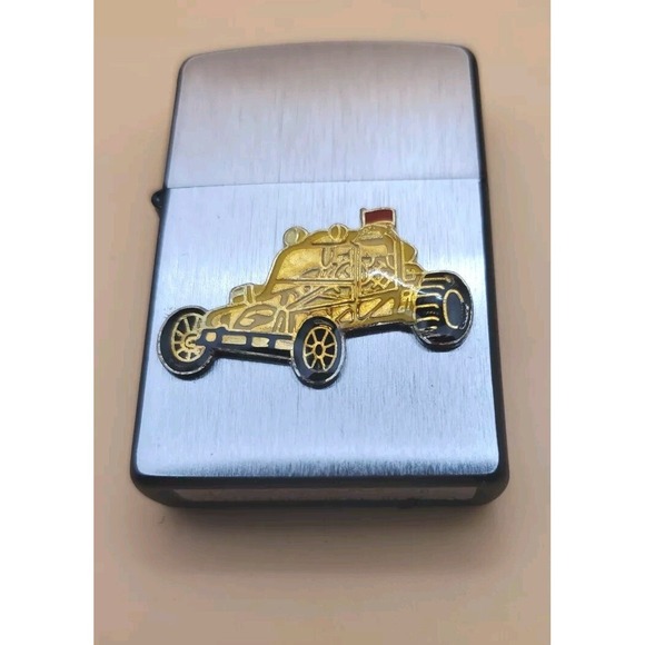 Zippo Other - Zippo Lighter With A Off-road Racer Medallion Silver And Black,  Preowned